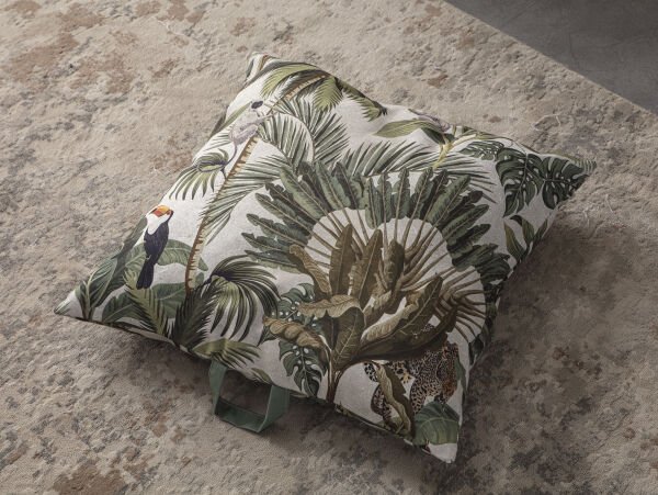 Dekomall Green Palm Çok Amaçlı İç Dolgulu Puf, Yer Minderi, Bahçe Minderi, Balkon Minderi,Kare Minder