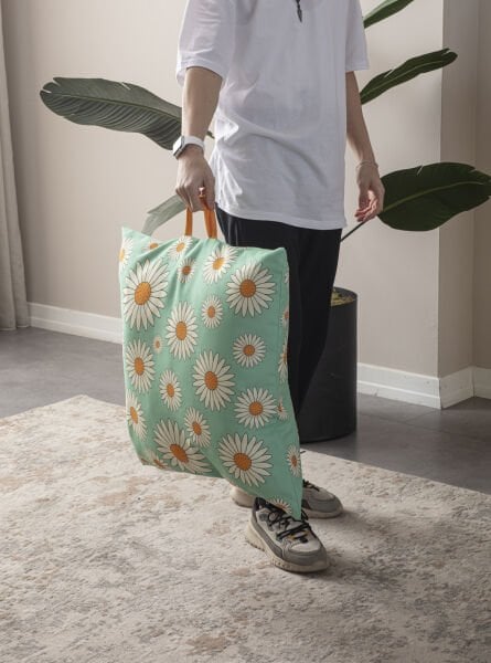 Dekomall Bloom Çok Amaçlı İç Dolgulu Puf, Yer Minderi, Bahçe Minderi, Balkon Minderi,Kare Minder