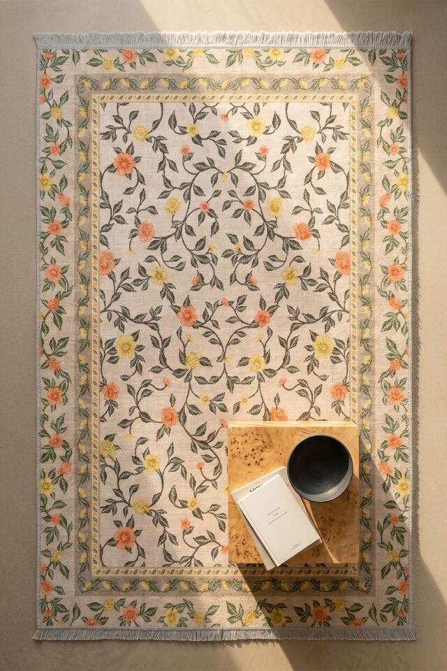 Flora Makinede Yıkanabilir Bambu Halı