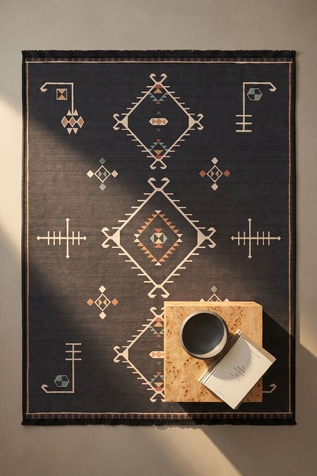 Aztek Makinede Yıkanabilir Bambu Halı