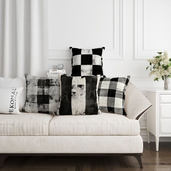 Ekose Desen  4'lü Kırlent Kılıfı 445