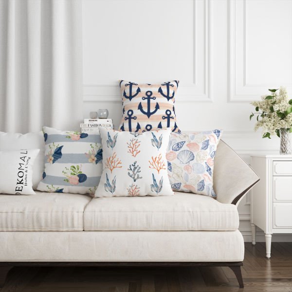 Çapa ve İstiridye  4'lü Kırlent Kılıfı 448