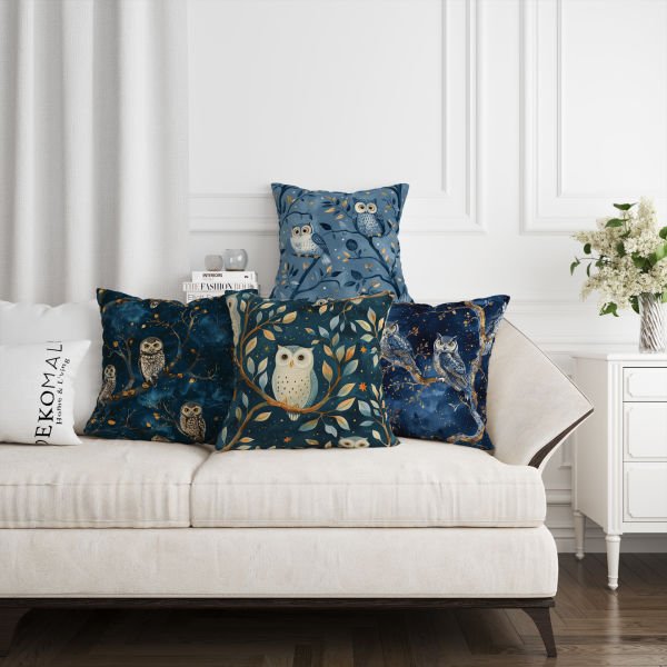 Mutlu Baykuşlar  4'lü Kırlent Kılıfı 449