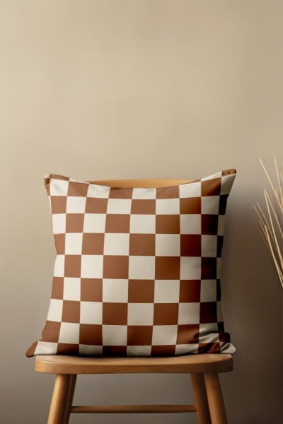 Toprak Renkleri Dama Desen 4'lü Kırlent Kılıfı 450