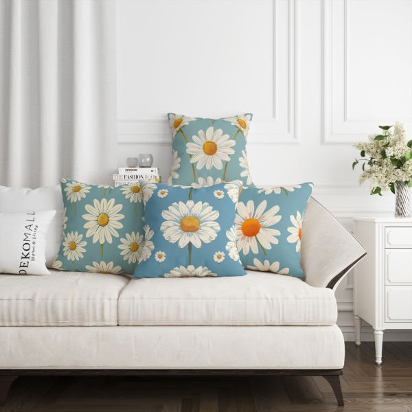 Papatyalar 4'lü Kırlent Kılıfı 451