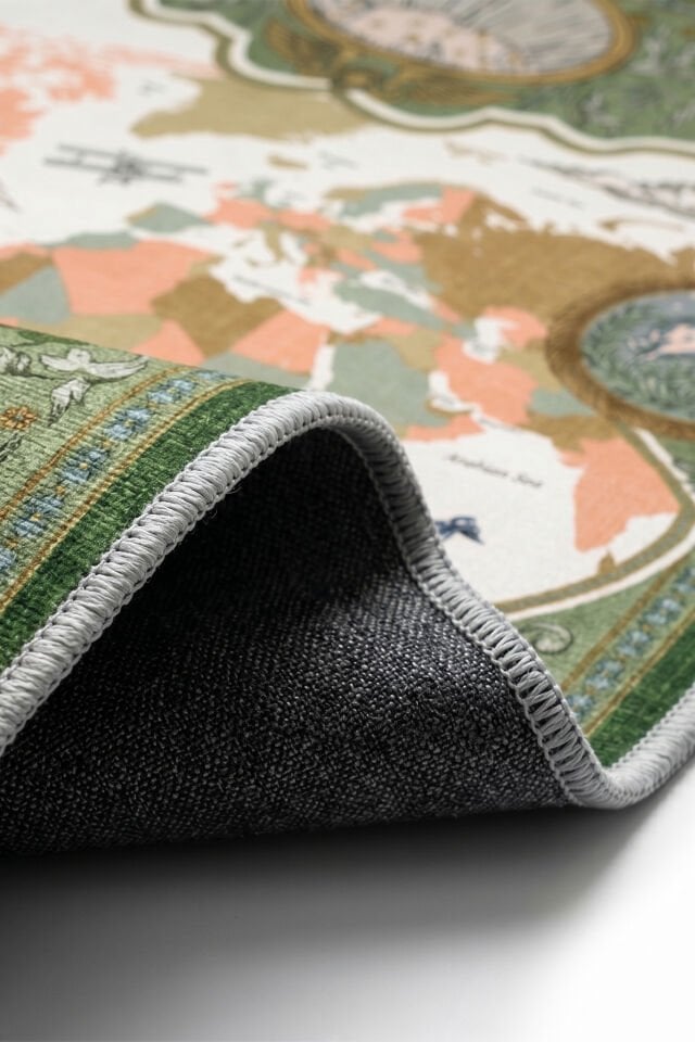 Küçük Kaşif Yıkanabilir Bambu Çocuk Odası Halısı - Yeşil