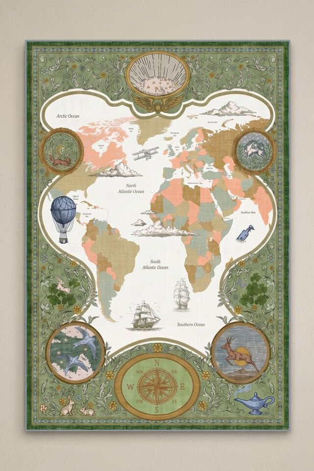 Küçük Kaşif Yıkanabilir Bambu Çocuk Odası Halısı - Yeşil