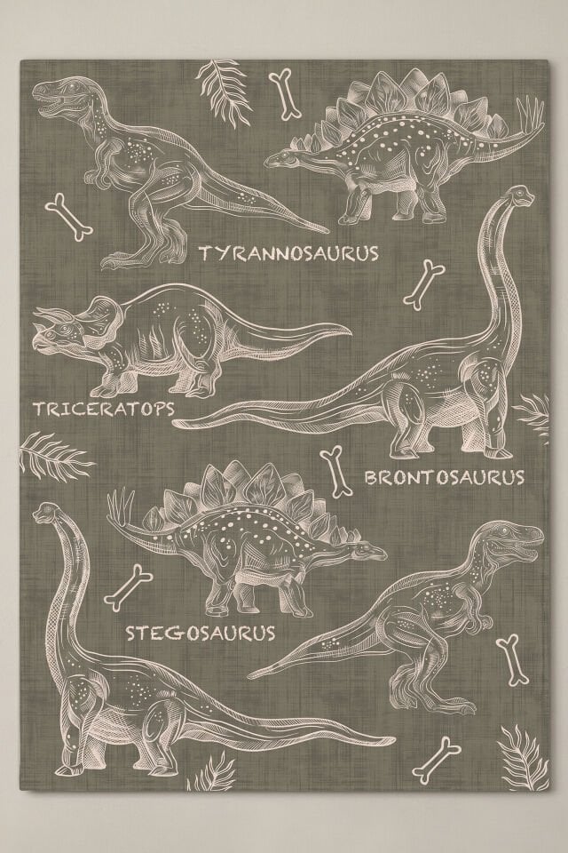 Daxon Dinozor Yıkanabilir Bambu Çocuk Odası Halısı - Yeşil