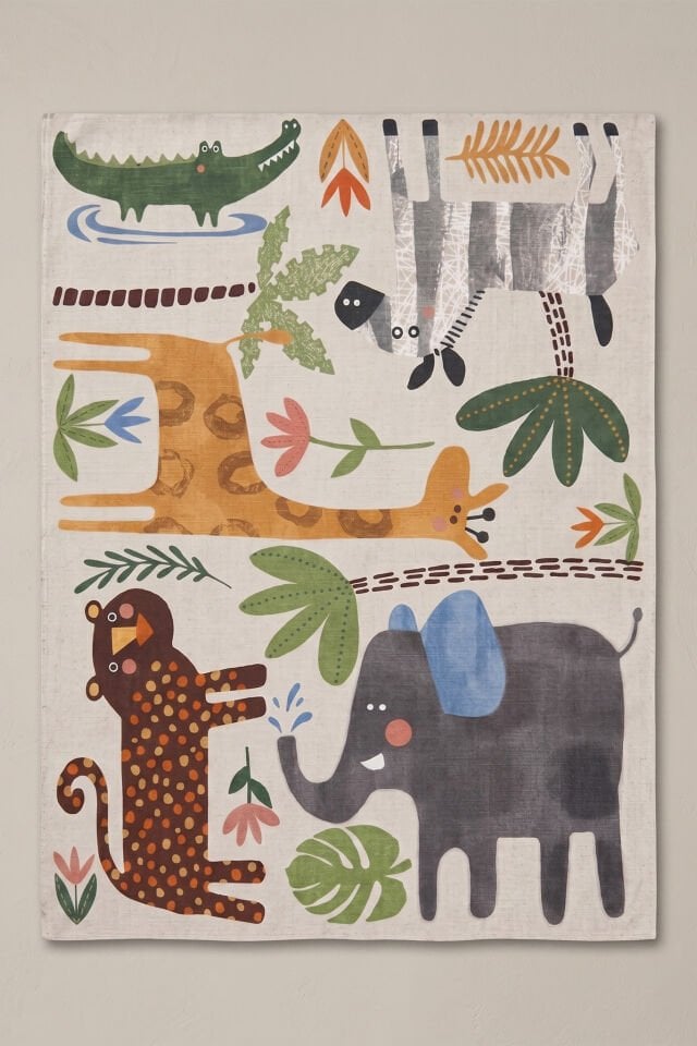 Orman Safarisi Yıkanabilir Bambu Çocuk Odası Halısı