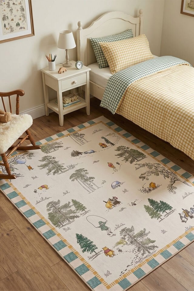 Winnie The Pooh Yıkanabilir Bambu Çocuk Odası Halısı
