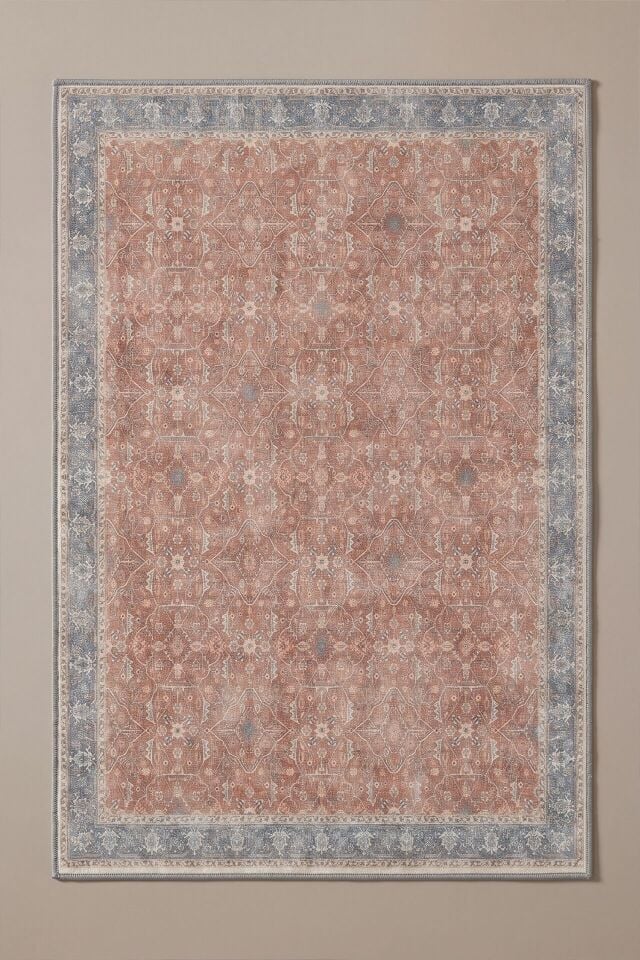 Vintage Mercan Makinede Yıkanabilir Bambu Mutfak Halısı