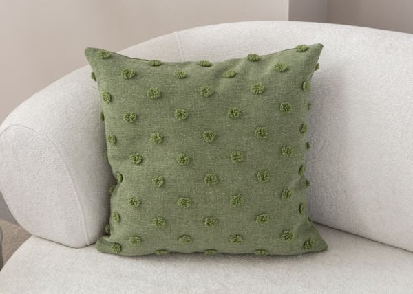 Puantiyeli Keten Dokuma Kırlent Yeşil