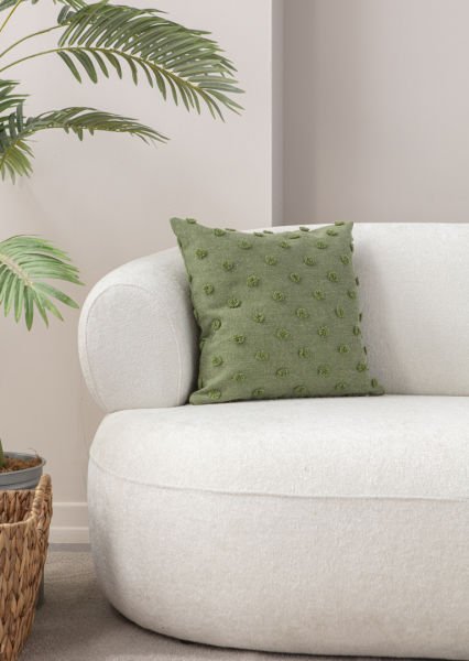 Puantiyeli Keten Dokuma Kırlent Yeşil