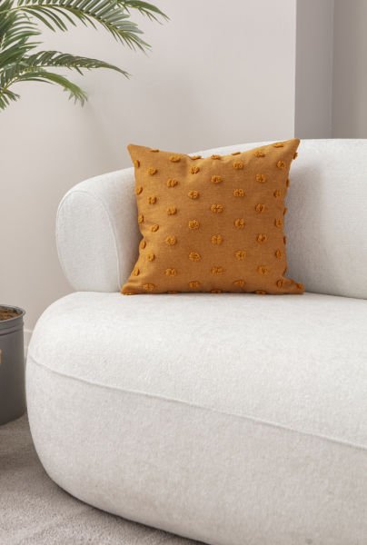 Puantiyeli Keten Dokuma Kırlent Turuncu