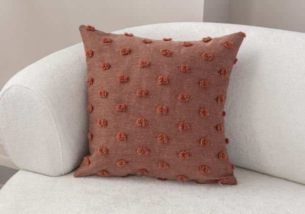 Puantiyeli Keten Dokuma Kırlent Kiremit