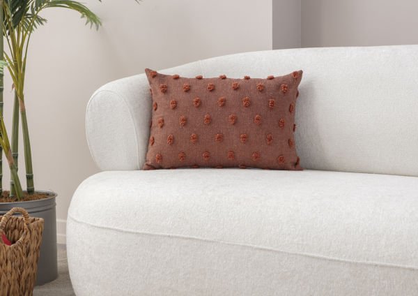 Puantiyeli Keten Dokuma Kırlent Kiremit