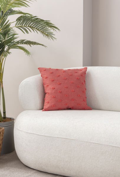 Puantiyeli Keten Dokuma Kırlent Gül Kurusu