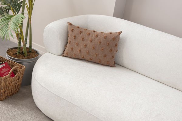 Puantiyeli Keten Dokuma Kırlent Kahverengi