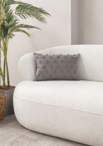 Puantiyeli Keten Dokuma Kırlent Gri