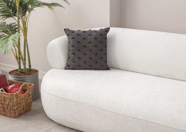 Puantiyeli Keten Dokuma Kırlent Antrasit