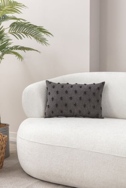 Puantiyeli Keten Dokuma Kırlent Antrasit