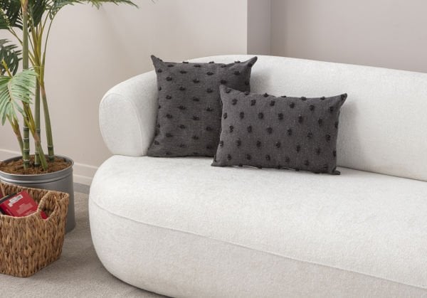 2'li Set Puantiyeli Keten Dokuma Kırlent Antrasit