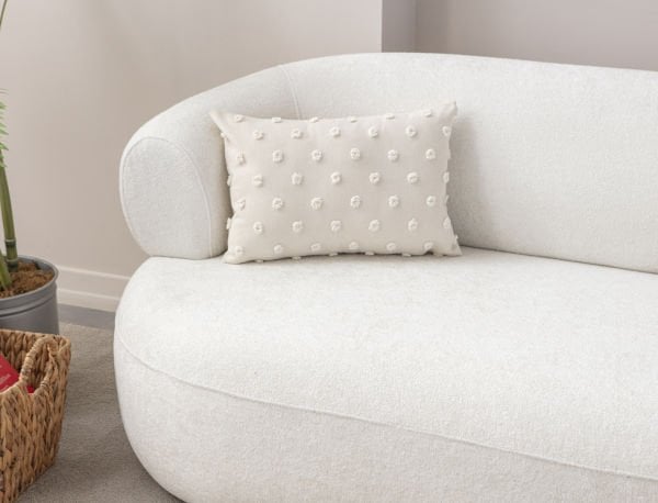 Puantiyeli Keten Dokuma Kırlent Krem