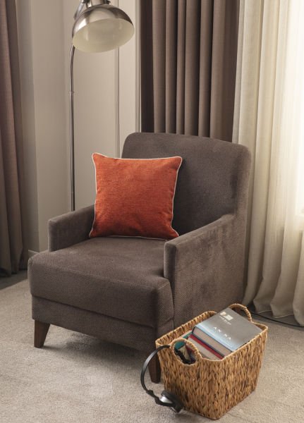 Biye Detay Cozy Dokulu Tüylü Keten Dokuma Kırlent Turuncu