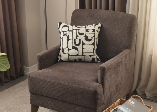 Biye Detay Cozy Dokulu Soyut Desen Keten Dokuma Kırlent