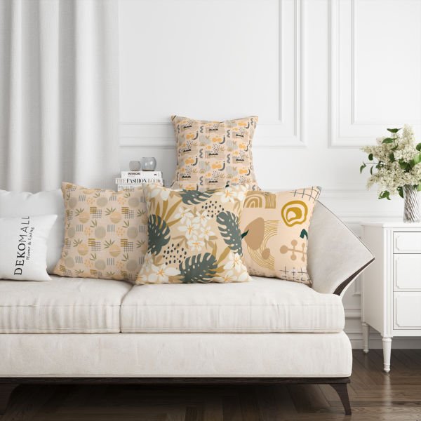 Çift Taraflı Palm Krem 4'lü Kırlent Kılıfı 401