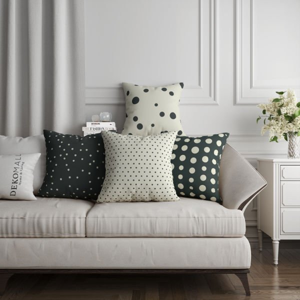 Çift Taraflı Puantiye 4'lü Kırlent Kılıfı 403