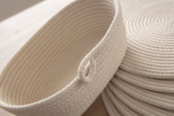 7 parça  %100 Pamuk El Yapımı Amerikan Servis Supla-Ekmek sepeti Seti/Krem