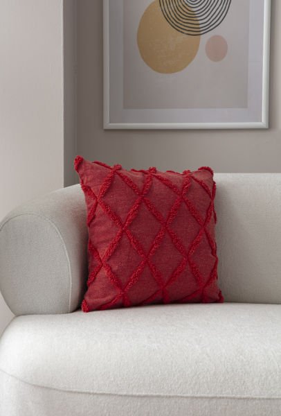 Geometrik Desen Bohem Punch Dokuma Kırlent Kılıfı Gül Kurusu