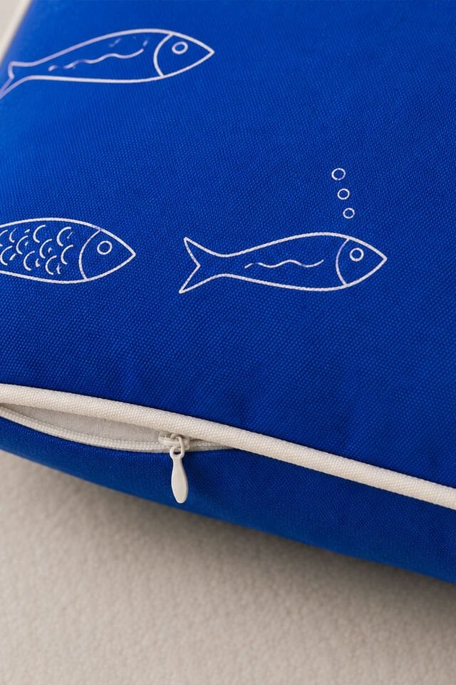 Sardine Biyeli Mavi Kırlent Kılıfı