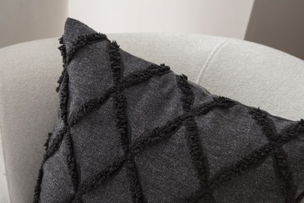 Geometrik Desen Bohem Punch Dokuma Kırlent Kılıfı Siyah