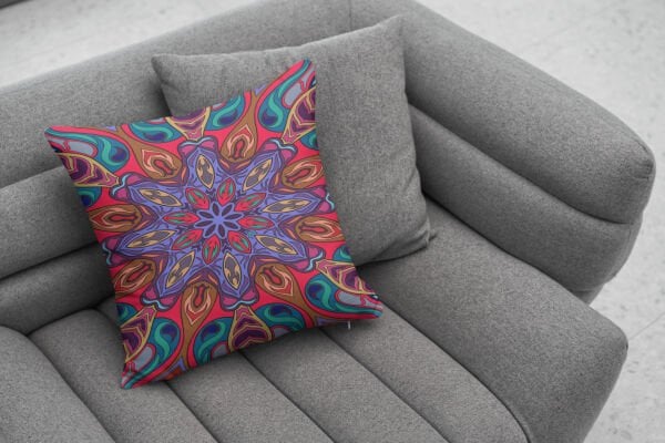 Çift Taraflı Renkli Mandala 4'lü Kırlent Kılıfı 407