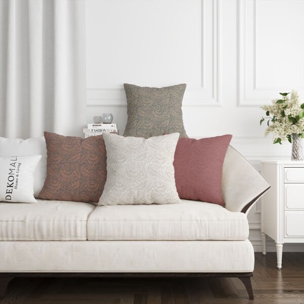 Çift Taraflı Vintage Çiçekler 4'lü Kırlent Kılıfı 408