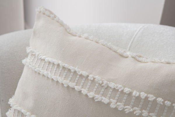 Şerit Desen Bohem Punch Dokuma Kırlent Kılıfı Krem