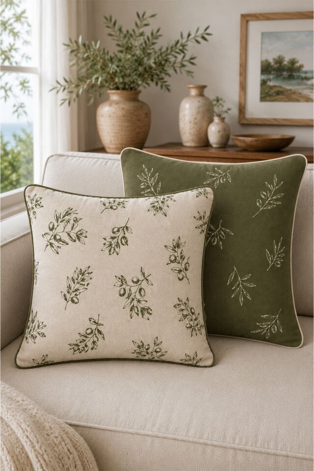 Olea Yeşil 2’li Kırlent Kılıfı - 45x45 Cm