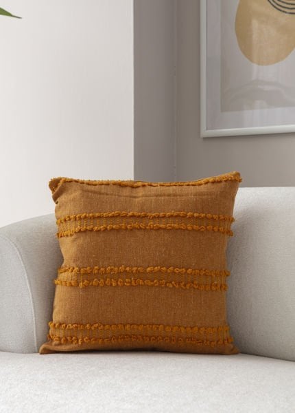 Şerit Desen Bohem Punch Dokuma Kırlent Kılıfı Turuncu