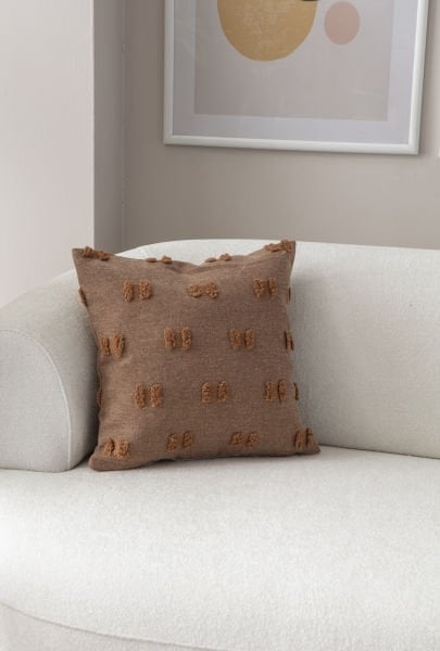 Kahverengi Bohem Punch Dokuma Kırlent Kılıfı