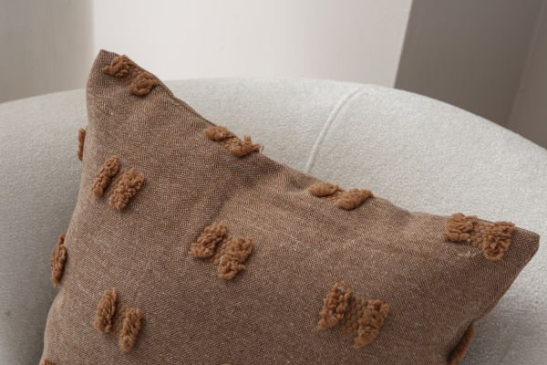 Kahverengi Bohem Punch Dokuma Kırlent Kılıfı