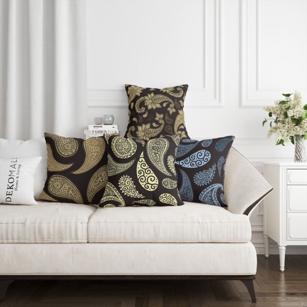 Çift Taraflı Golden Floral 4'lü Kırlent Kılıfı 411