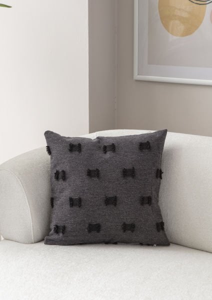 Siyah Bohem Punch Dokuma Kırlent Kılıfı