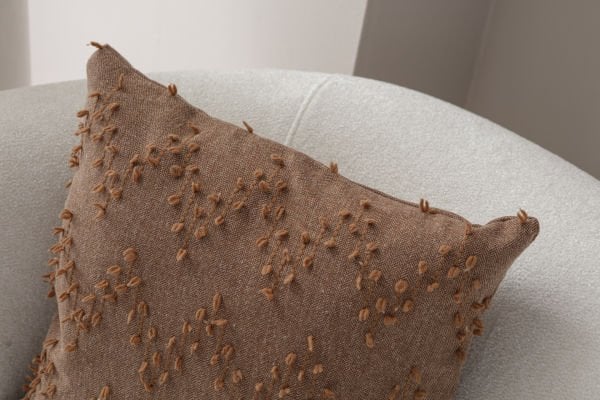 Zigzag Desen Bohem Punch Dokuma Kırlent Kılıfı Kahverengi