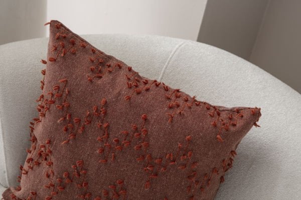 Zigzag Desen Bohem Punch Dokuma Kırlent Kılıfı Kiremit