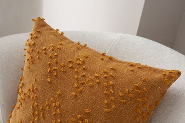 Zigzag Desen Bohem Punch Dokuma Kırlent Kılıfı Turuncu