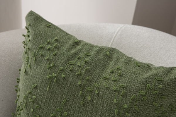 Zigzag Desen Bohem Punch Dokuma Kırlent Kılıfı Yeşil