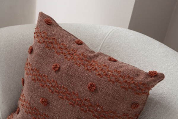 Puantiye Detay Bohem Punch Dokuma Kırlent Kılıfı  Kiremit