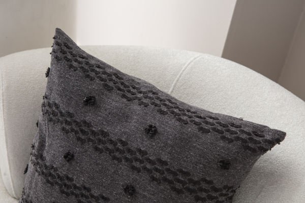 Puantiye Detay Bohem Punch Dokuma Kırlent Kılıfı Siyah